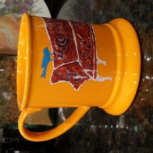 NWOT Little e Studio Creative Co-op Orange Mug with Blue Bird and Wine Couch